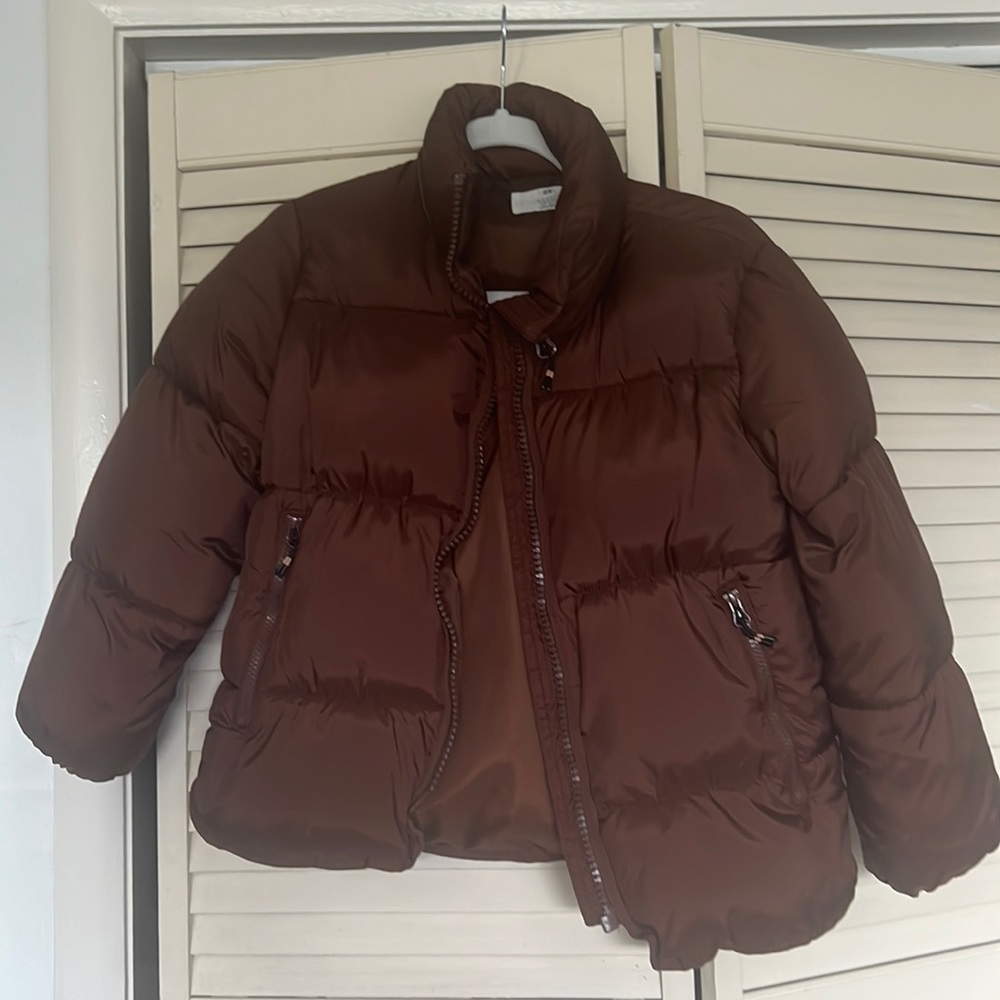 H&M brown puffer jacket , size 8-9Y